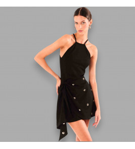 Vestido Preto com Bordado Manual