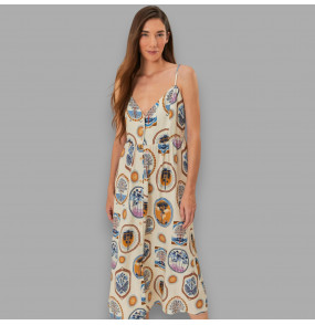 Vestido Midi Estampado Janelas do Cerrado